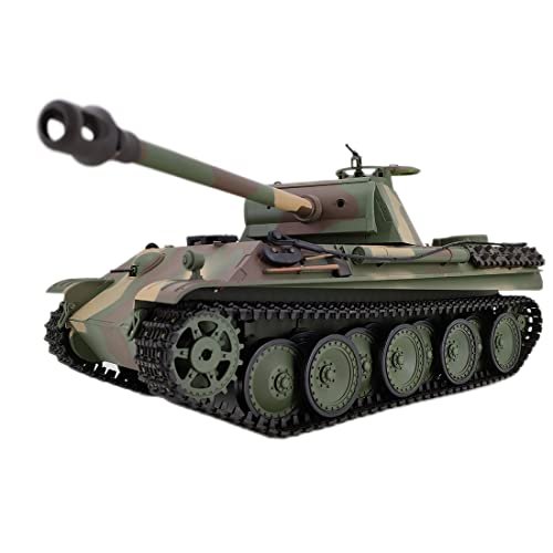 FunXylophy RC Panther G Tank with RC Helicopter Sound 2.4G All Terrain Off Road Model Camouflage Green