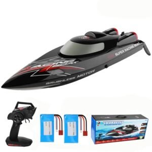 JIKEFUN WLtoys WL916 RC Boat 2.4Ghz 55KM/H Brushless High Speed Racing Ship with Autopilot 2200mAh Remote Control Speedboat Toys for Adults Black