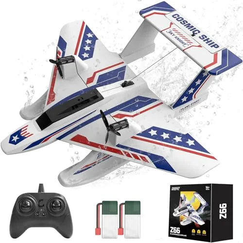 DEERC 3CH RC Amphibious Aircraft Remote Control Airplane for Water Land and Air 2.4GHz 6 Axis Gyro Stabilizer RTF Glider Jet for Kids Adults Beginners