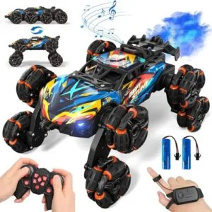 ADUSRIZ 8WD Gesture Sensing RC Car Drift Tyres Remote Control Stunt Car with LED Light Music and Spray for Kids