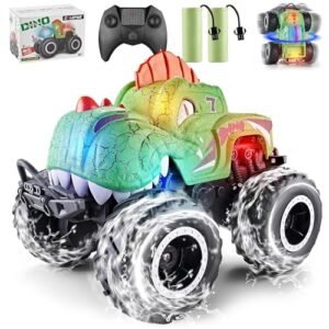 Calefwe Cars 2 RC Mack Truck Amphibious Monster Toy 1 20 Scale Waterproof Dinosaur Remote Control Car with 2 Batteries for Kids Ages 3 7