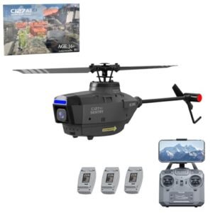 Falcon 400 RC Helicopter with 1080P HD Camera 2.4G 4CH Remote Control Brushless Motor for Adults RTF Black 3 Batteries