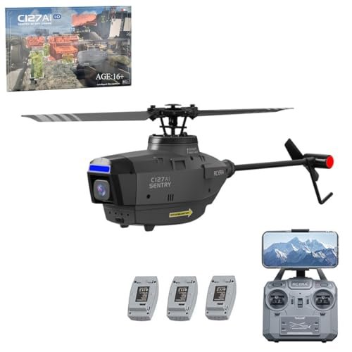 Falcon 400 RC Helicopter with 1080P HD Camera 2.4G 4CH Remote Control Brushless Motor for Adults RTF Black 3 Batteries