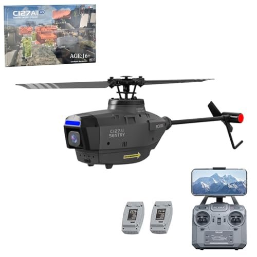 Falcon Flyer RC Helicopter with 1080P HD Camera 2.4G 4CH Remote Control Brushless Motor for Adults Indoor Outdoor Ready to Fly Black Includes 2 Batteries