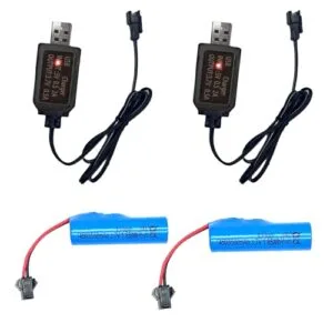 Universal RC Cars Charger 2 Pack 3.7V 500mAh Li ion Rechargeable Batteries with USB Charger Cables for Remote Control Toys