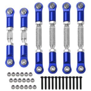 6PCS Aluminum Adjustable RC Rudder Linkage Turnbuckles Toe Links Set for Arrma Granite Senton Vorteks 1 10 Scale Upgrade Parts Navy Blue