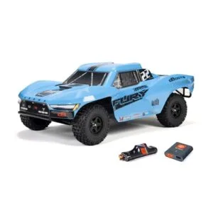 ARRMA RC Truck 1/10 Fury 2wd Short Course Truck RTR with Smart Battery Charger Blue ARA3221ST2 Perfect for RC Truck Course Enthusiasts