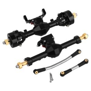 RZXYLRC SCX24 Front Rear Complete Axles 5mm Widened for Axial SCX24 Deadbolt C10 JLU Gladiator Bronco 1/24 RC Crawler Upgrades Compatible with Mayhem RC Wheels Black
