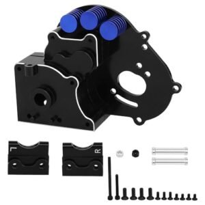 RZXYLRC Aluminum Transmission Case Gearbox Parts with Aluminum Motor Plate and Arm Mounts Compatible with RC Vaterra 1/10 Traxxas Slash 2WD VXL Rustler Stampede Bandit Upgrades Replace of 3691 Black