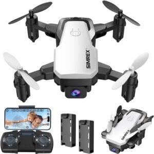 SIMREX X300C Mini RC Quadcopter with Camera App 720P HD FPV Foldable Drone Altitude Hold 3D Flip Headless Mode Gravity Control 2 Batteries