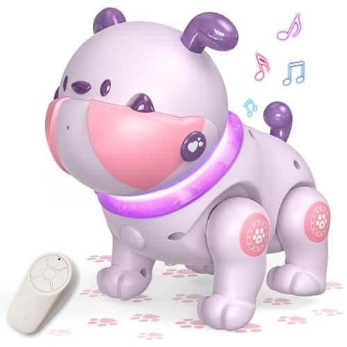 SIMREX Remote Control Robot Dog Toy for Kids with Dancing Music Recording Function Purple