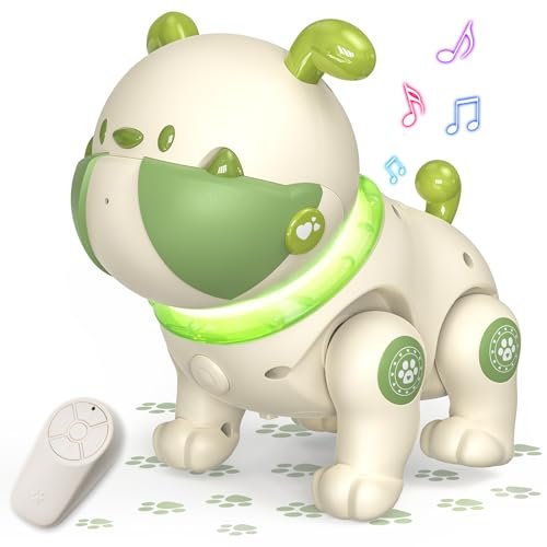 SIMREX Robot Dog Toy for Kids Remote Control Puppy with Dancing Music Recording Function Green