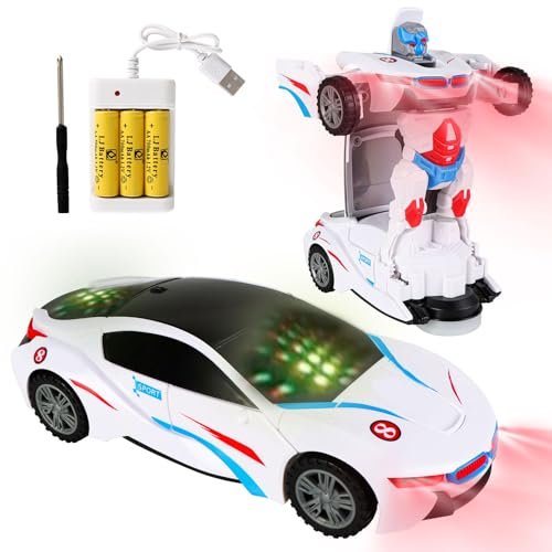 VEEBASY RACO 1 4 Scale RC Cars Electric Universal Deformation Police Toy for Boys Ages 4 5 6 7 8 9 with Light Music Remote Control