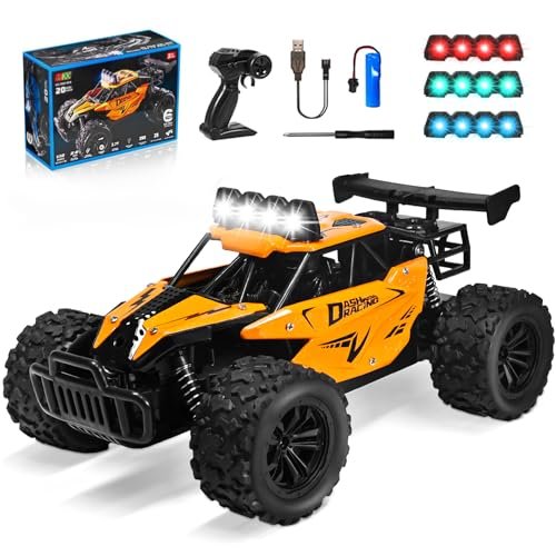 Sugolis 1/16 Scale Best RC Truck Off Road 2.4GHz High Speed 20KM H All Terrain Remote Control Monster Truck with LED Headlights and Rechargeable Battery for Adults and Kids Age 8 12