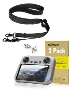 LKTOP Air Earl RC Plane Screen Protector and Lanyard Kit for DJI RC RC2 Remote Controller HD Tempered Glass Film Adjustable Neck Strap Compatible with DJI Mini 4 3 Series Mavic 3 Series Air 3 Air 2S Drone