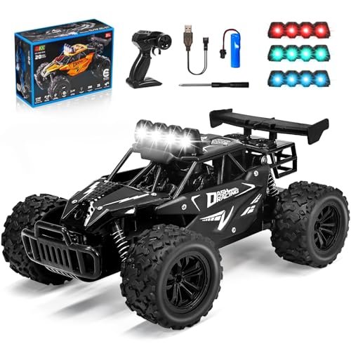 Sugolis RC Truck 4x4 Off Road Monster Toy Car with 2.4GHz Remote Control 20KMH High Speed Rechargeable Battery LED Headlights for Boys Ages 4 12