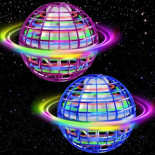 Galactic Fidget Boomerang Jet RC Flying Orb Ball 2024 Upgrade Hand Controlled Mini Drone Toy for Kids Ages 8 13 Blue Pink