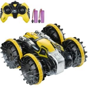 VEVOR RC Water Ski Boat 4WD Waterproof 2.4GHz Amphibious Remote Control Car with 360° Rotating Stunt for Kids All Terrain Water Beach Pool Toy