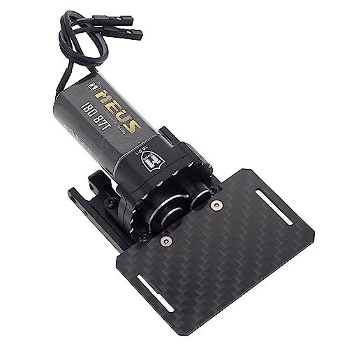MEUS RACING TRX4M Transmission Motor Kit with Skid Plate and New Bright RC Bronco Battery Mount for TRX4M Defender Bronco K10 F150 1/18 RC Crawler Car Upgrades Black
