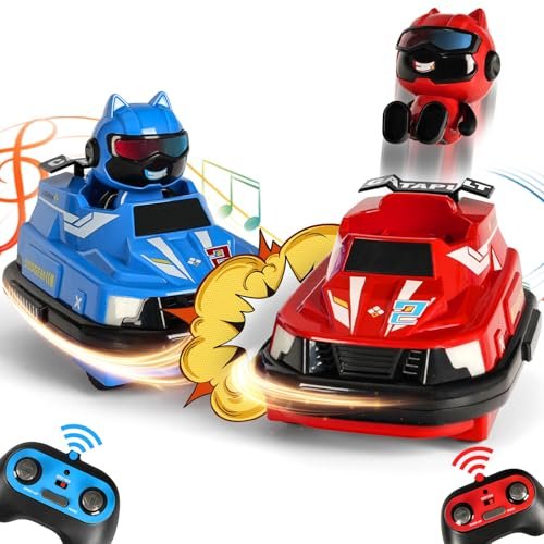 InnovTools RC Plane Game Remote Control Bumper Cars Toys for Kids Ages 5 7 8 with 2 Figures Blue and Red