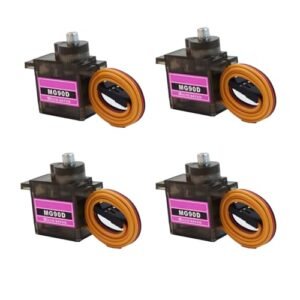 MG90D 9g Digital Micro Servo 4 Pack Full Metal Gear 360 Degree Continuous Rotation Mini RC Servos Motor for RC Airplane Project Arduino Robot Arm DIY