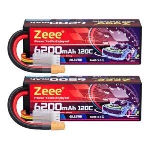 Zeee 3S Lipo Battery 6200mAh 11.1V 120C Hard Case for RC Thunder Trucks and 1/8 1/10 Scale Vehicles 2 Pack