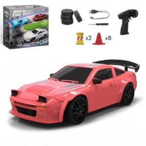 DERELOAS Remote Control Drift Car - 1/24 2.4G Mini RC 4WD 15km/h With Lights, 20 Mins Runtime, Christmas Birthday Gift (S812/Red)