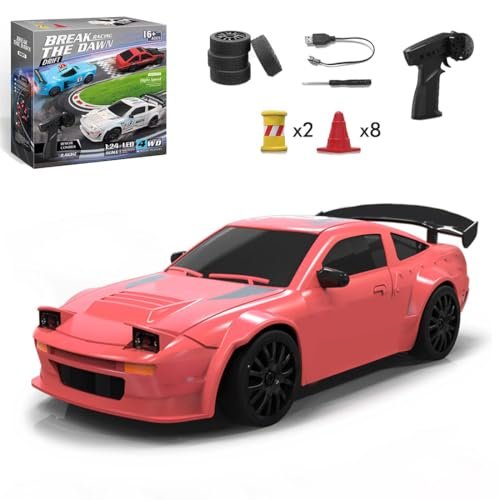 DERELOAS Remote Control Drift Car - 1/24 2.4G Mini RC 4WD 15km/h With Lights, 20 Mins Runtime, Christmas Birthday Gift (S812/Red)