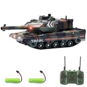 Hitish RC Remote Control Construction Vehicles Toy 2.4Ghz 13 Channel Military Tank with Auto Demo Sound Light Smoke for Kids Adults