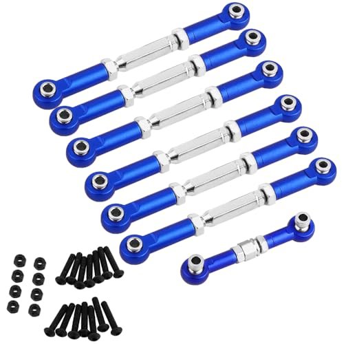 RZXYLRC Adjustable Stainless Steel Turnbuckles Set Camber Links with Rod Ends Set for Nitro RC Car Engine Parts Traxxas Slash Rustler Stampede Upgrade Navy Blue