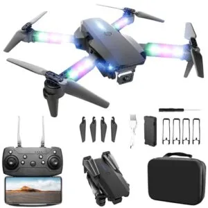 Attack RC Lights DroneX Foldable FPV Drone with 1080P HD Camera LED Lights for Adults Kids Beginners 3D Flips One Key Take Off 2 Batteries