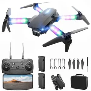 BEZGAR RC HD Camera Helicopter Drone for Kids 1080P HD FPV Quadcopter with Adjustable Lens LED Lights Gesture Selfie One Key Start 360 Flips
