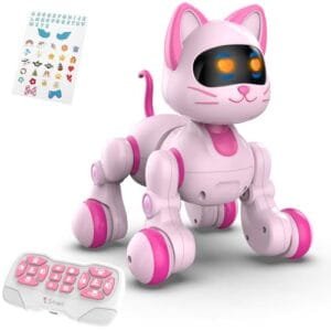 STEMTRON RC Bruder Cat D11 Bulldozer Programmable Remote Control Robot Toy with Touch Sensing and LED Eyes