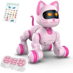 STEMTRON RC Bruder Cat D11 Bulldozer Programmable Remote Control Robot Toy with Touch Sensing and LED Eyes