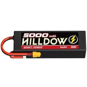 Hilldow 4S Lipo Battery 5000mAh 120C HardCase 14.8V RC Battery with XT60 Plug for RC Car RC Buggy Truggy 1/10 Scale RC Truck Crawler Monster