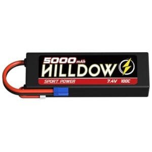 Hilldow 2S Lipo Battery 5000mAh 7.4V 85C HardCase RC Battery with EC3 Connector for RC Vehicles