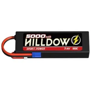 Hilldow 2S Lipo Battery 5000mAh 7.4V 85C HardCase RC Battery with EC3 Connector for 1/8 1/10 RC Vehicles Car Slash RC Buggy Truggy RC Airplane UAV Drone