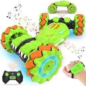 Polkoliye Action RC Car Hand Gesture Sensing Stunt Toy for Kids Ages 6 12 with 2.4Ghz Remote Control