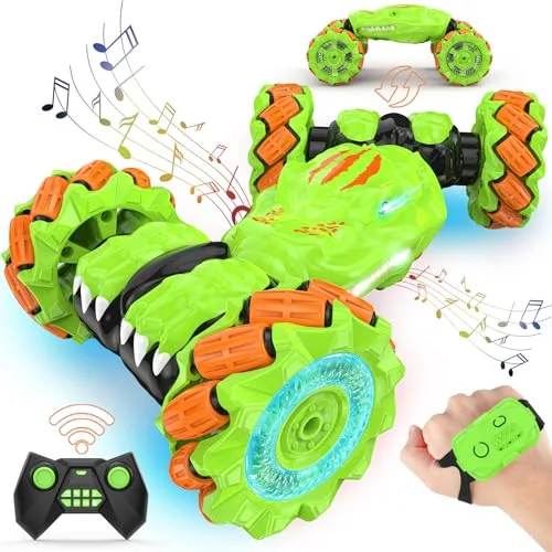Polkoliye Action RC Car Hand Gesture Sensing Stunt Toy for Kids Ages 6 12 with 2.4Ghz Remote Control