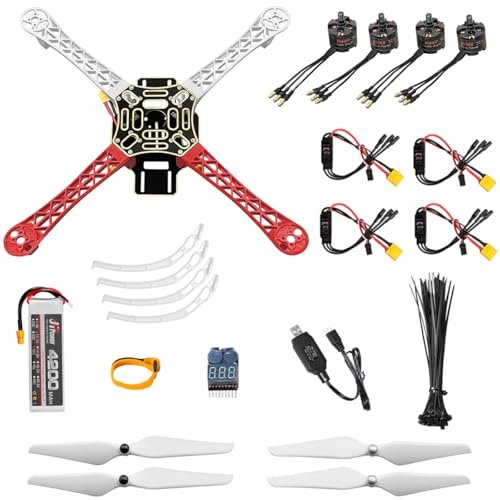 HAWK'S WORK F450 DIY Quadcopter Kit Build Your Own Drone with RC Transmitter Receiver for RC Helicopter Crash Video Analysis