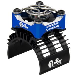 RCENJOY 30mm Aluminum Alloy RC Motor Cooling Fan 28000RPM for RC Helicopter and Car Motors 1/8 1/10 540 550 F540 3650 3660 with Heatsink Blue