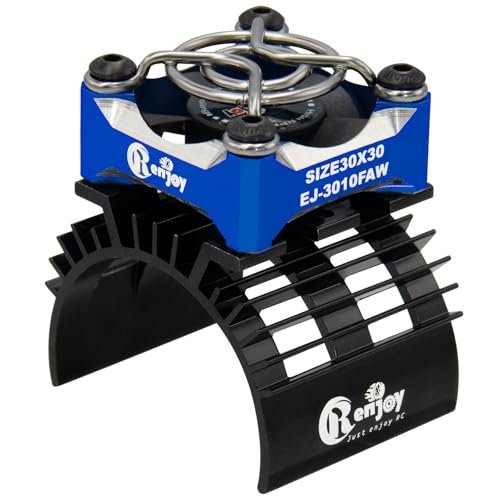 RCENJOY 30mm Aluminum Alloy RC Motor Cooling Fan 28000RPM for RC Helicopter and Car Motors 1/8 1/10 540 550 F540 3650 3660 with Heatsink Blue