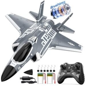 DEERC F35 4 Channel Brushless RC Airplane EPP for Adults with 2.4GHz 6 Axis Gyro Stabilizer Easy to Fly Advanced Remote Control Glider Aircraft