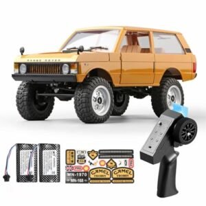 Speedywheels MN-168 1/12 RC Crawler 4x4 Off-Road Car, 2.4GHz Remote Control Truck with Front & Rear Lights, 2X 1200mAh Batteries, All-Terrain 4WD Rock Climber (RTR, Yellow)