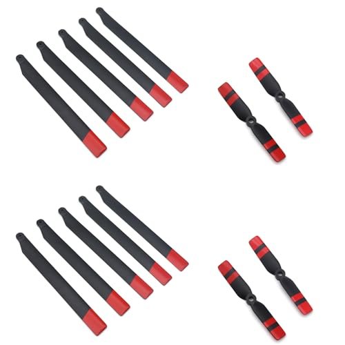 Zeyoking 2 Sets Red Main Blade Tail Rotor for RC ERA C189 MD500 2 Stroke RC Helicopter