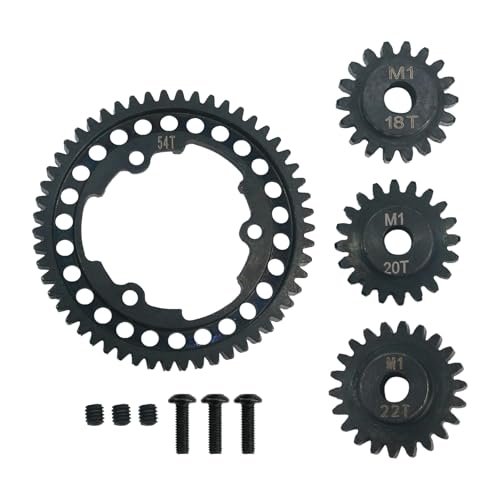 Traxxas 54T Hardened Steel Spur Gear with 18T 20T 22T Motor Pinion Gear Set for X Maxx XO 1 Maxx E REVO 2.0 VXL Models