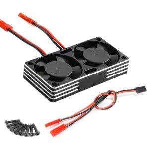 XSYGO 30mm Aluminum Alloy RC Motor Cooling Fans Fix for RC Car Motor Not Working Twin Cooling Fans Heatsink for 1/7 1/8 1/10 Scale 540 550 3650 3660 3670 Motors Black