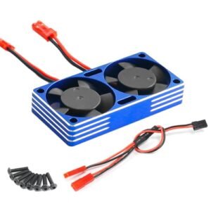 XSYGO 30mm Aluminum Alloy RC Motor Cooling Fans Twin Cooling Fans Heatsink Compatible with Dodge Challenger 1/10 RC Car 540 550 3650 3660 3670 Motor Blue