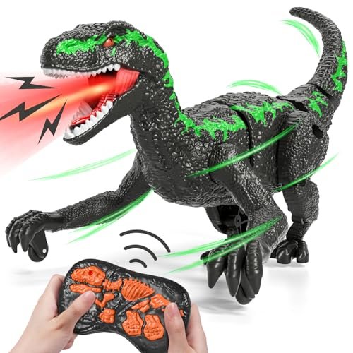LILYBUDS RC Training Simulator Dinosaur Toy for Kids Ages 3 4 5 6 7 8 with Light and Sound Effects