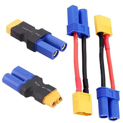 Wmzjnljy 2Pairs XT60 to EC5 Male Female RC Connector Adapter with 12awg 2inch Wire W85 4